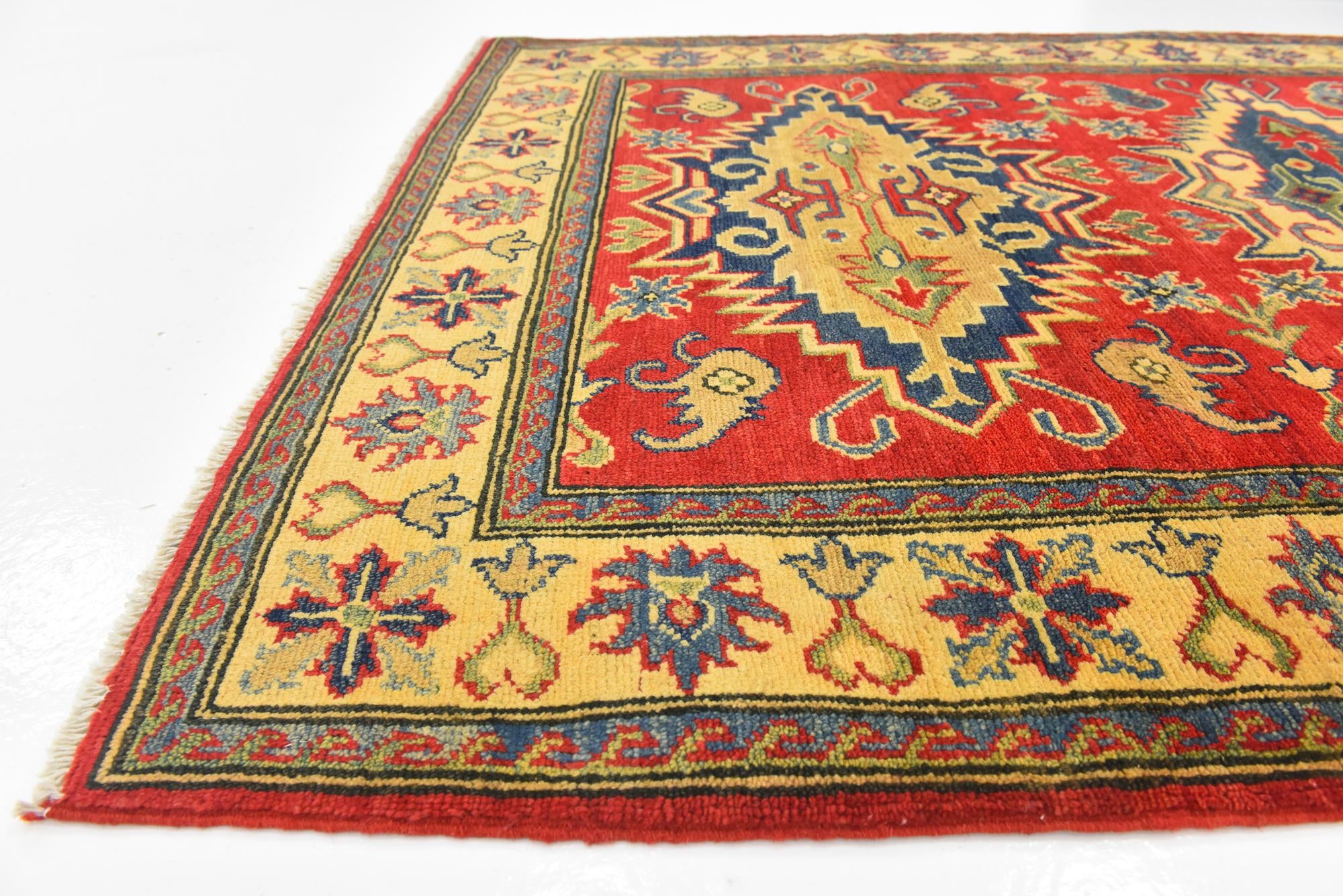 4' x 6' 2 Hand Knotted Kazak Rug