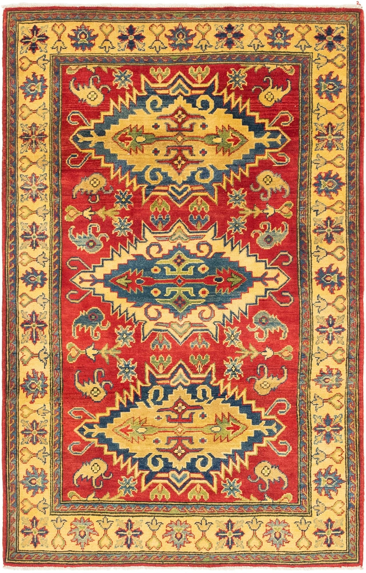 4' x 6' 2 Hand Knotted Kazak Rug