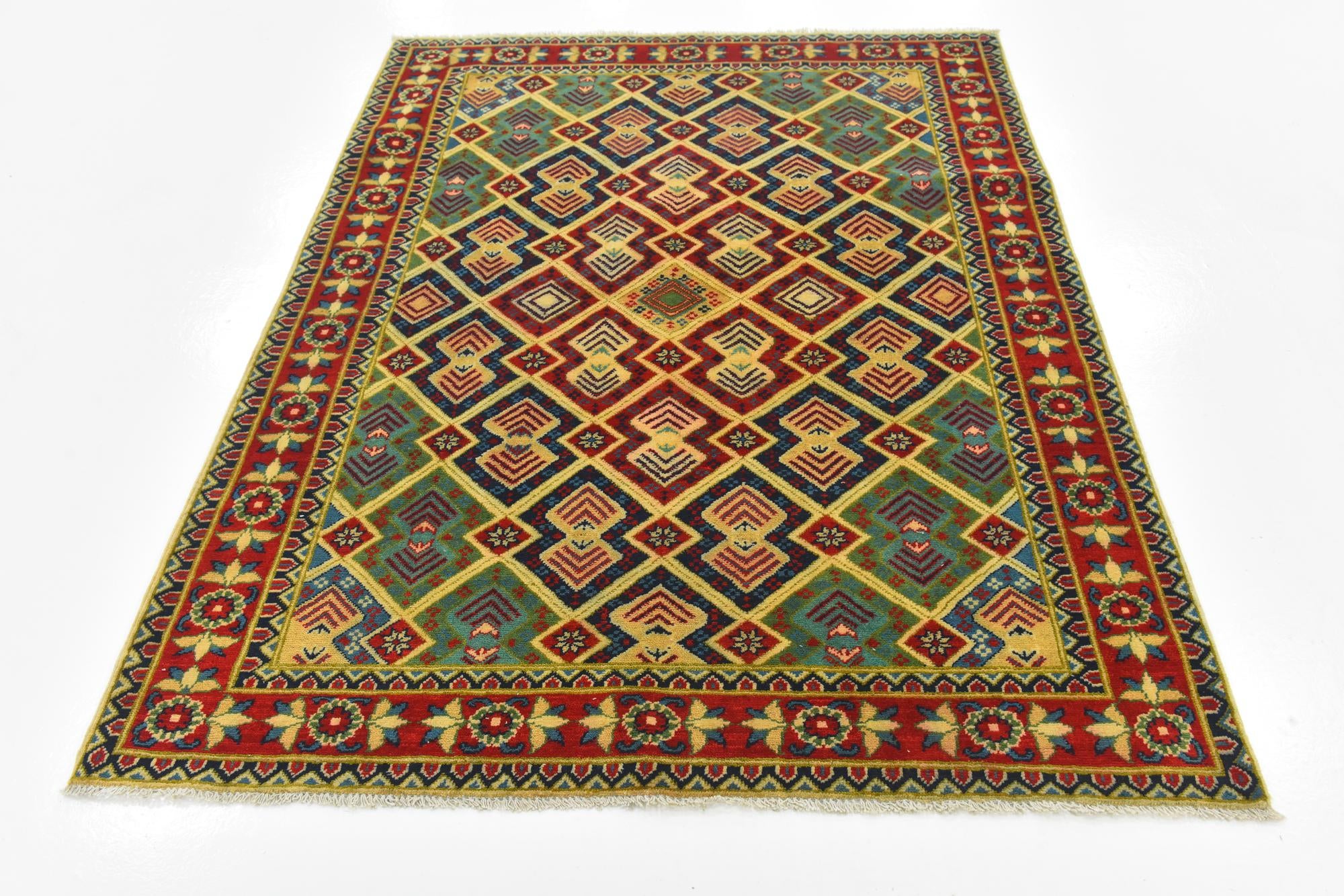 5' 2 x 6' 7 Hand Knotted Kazak Rug