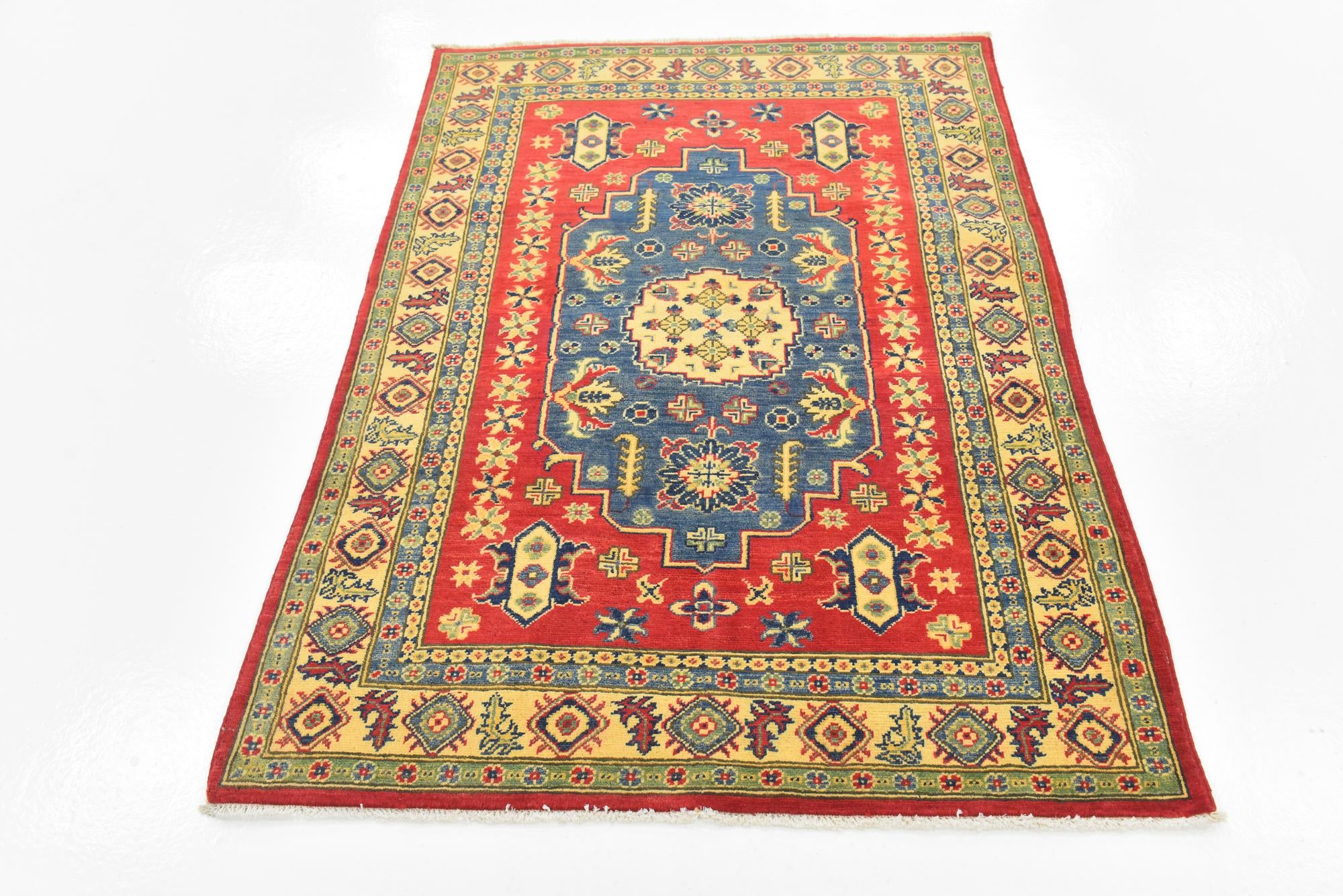 4' x 5' 7 Hand Knotted Kazak Rug