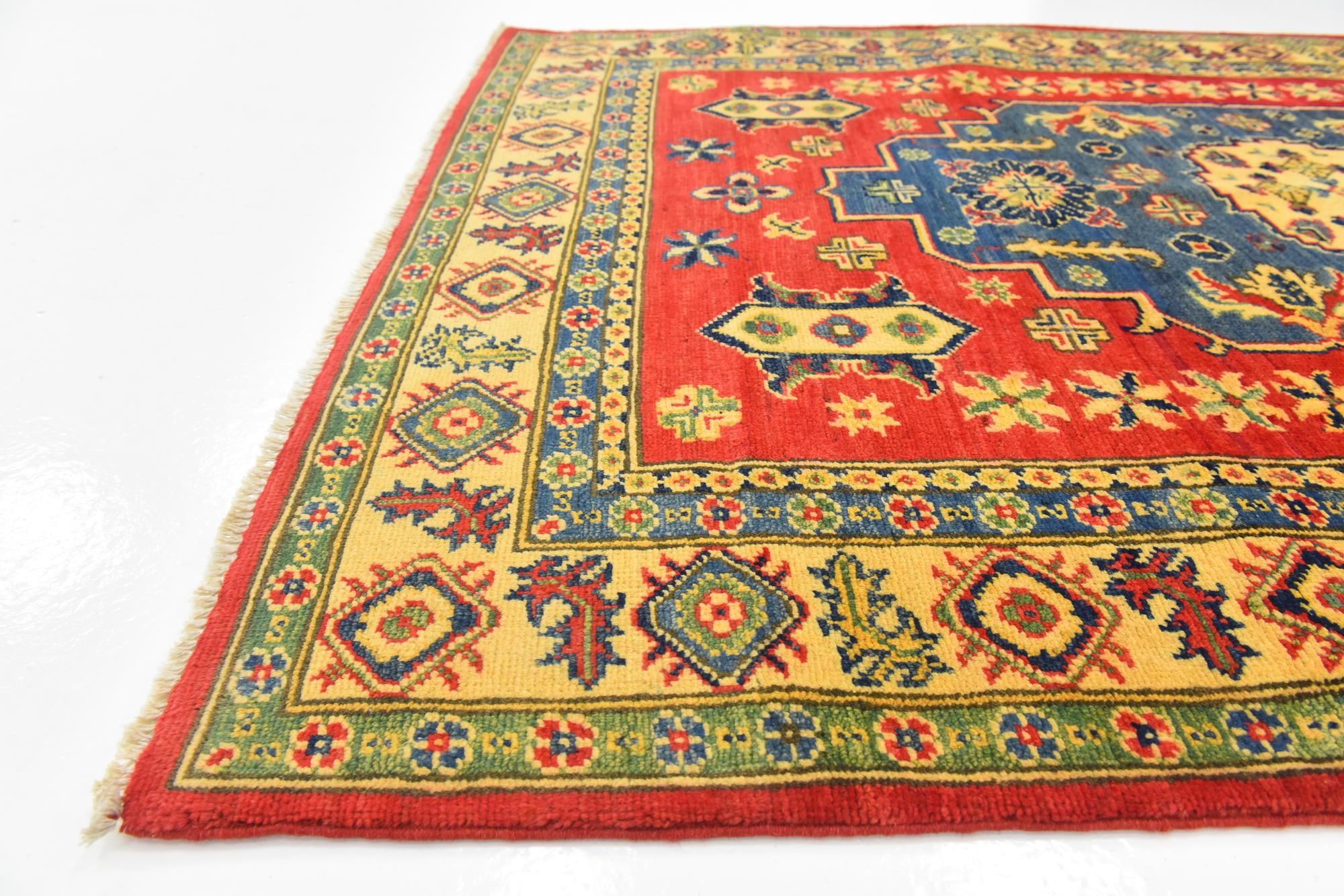 4' x 5' 7 Hand Knotted Kazak Rug
