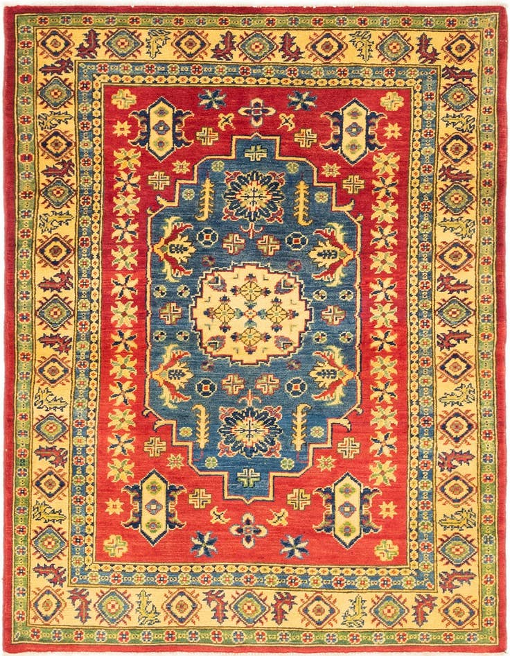 Detail image of 4' x 5' 7 Hand Knotted Kazak Rug