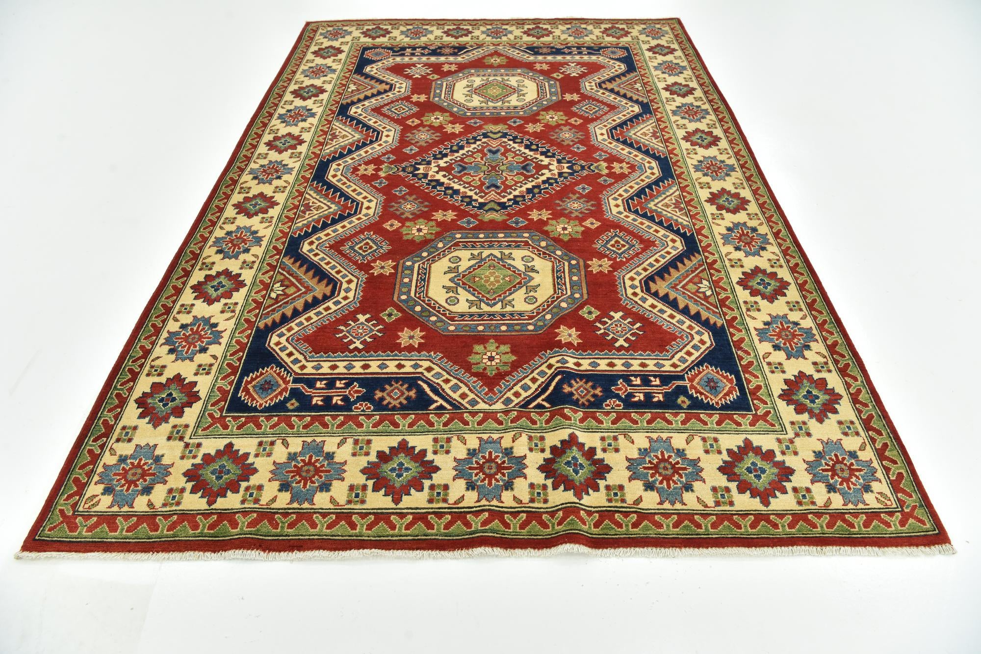 6' 6 x 9' 9 Hand Knotted Kazak Rug