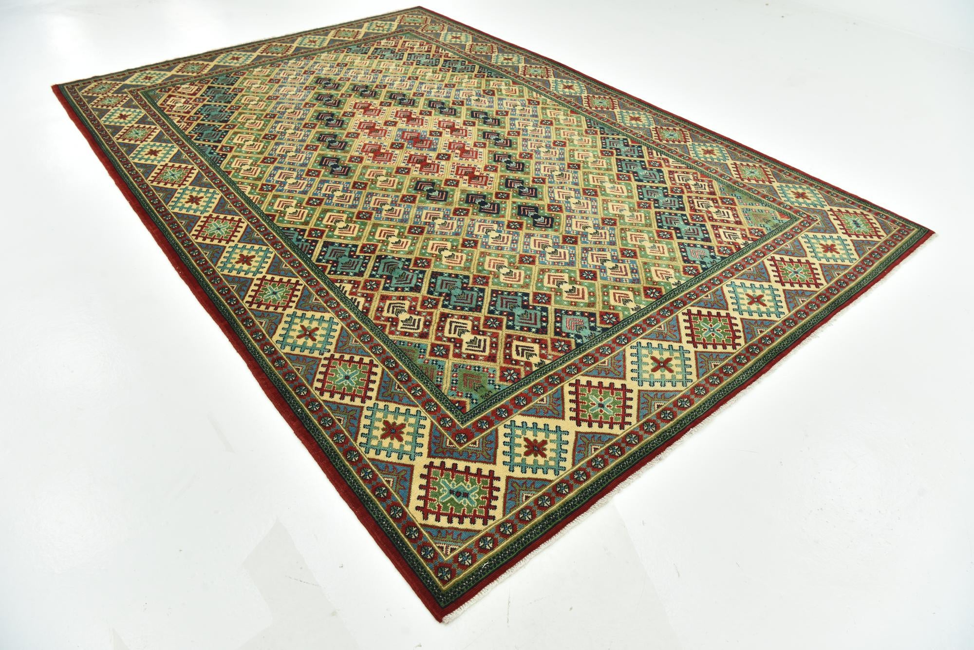 8' x 11' 9 Hand Knotted Kazak Rug