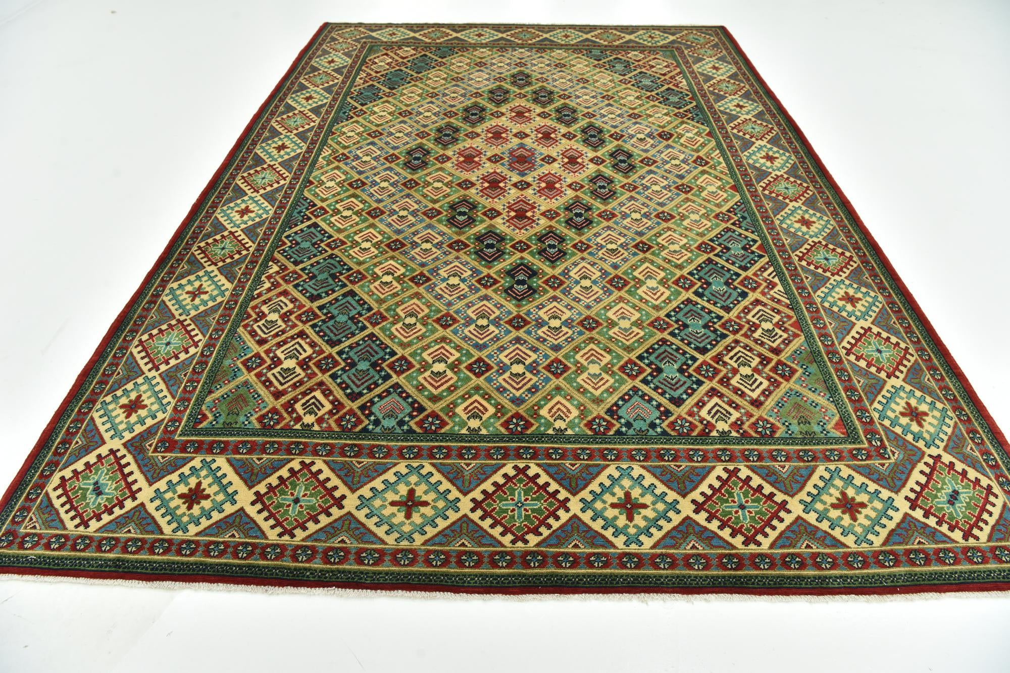 8' x 11' 9 Hand Knotted Kazak Rug