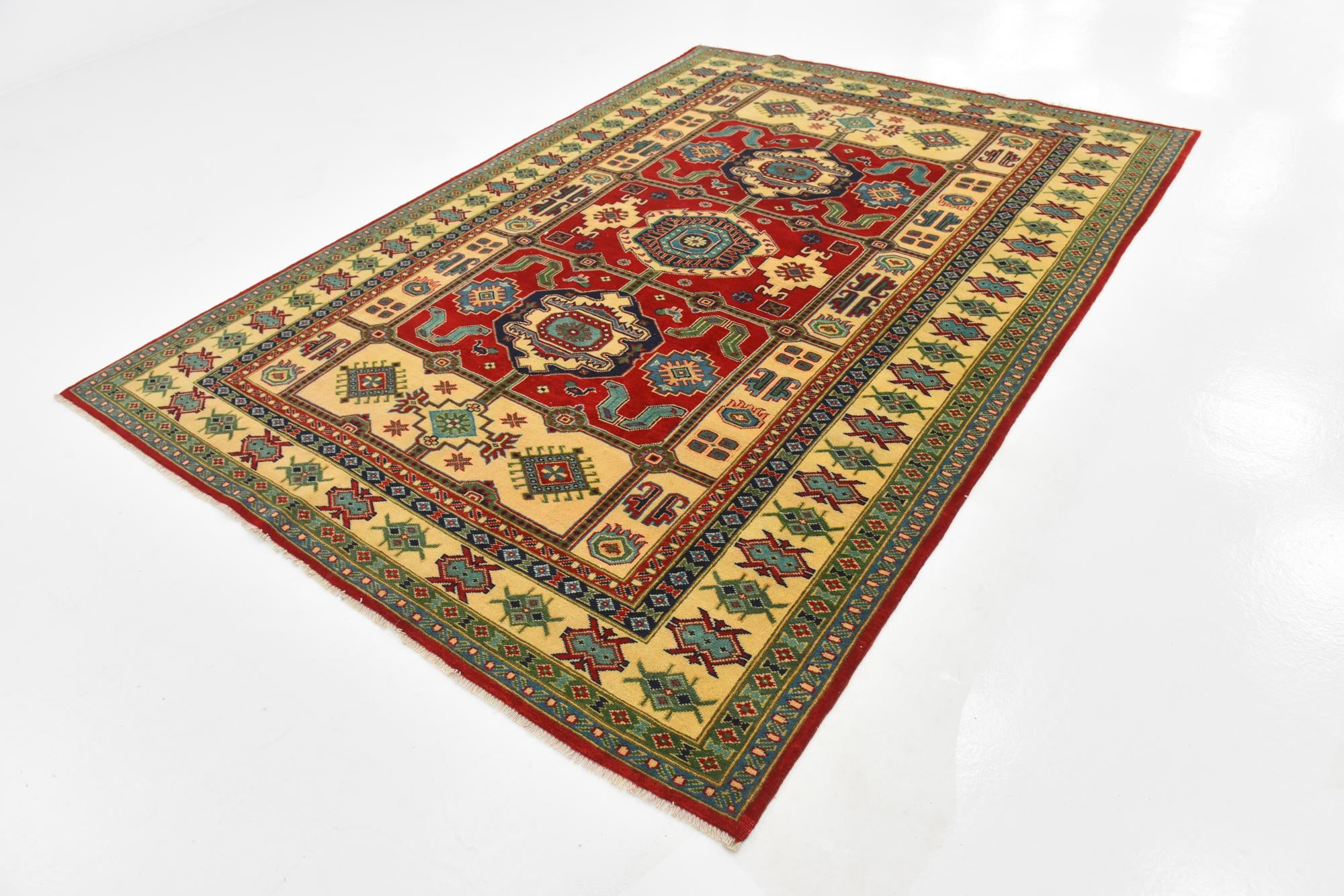 6' 8 x 9' 4 Hand Knotted Kazak Rug