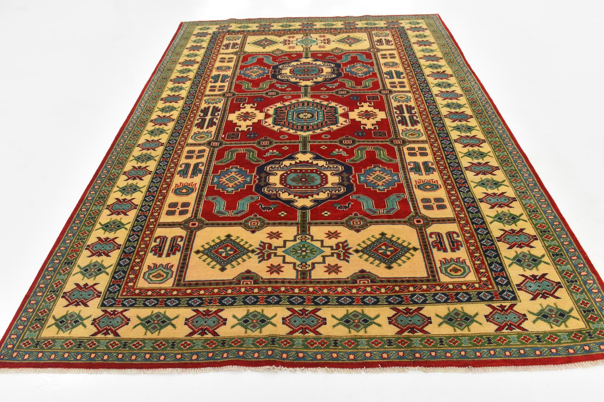 6' 8 x 9' 4 Hand Knotted Kazak Rug