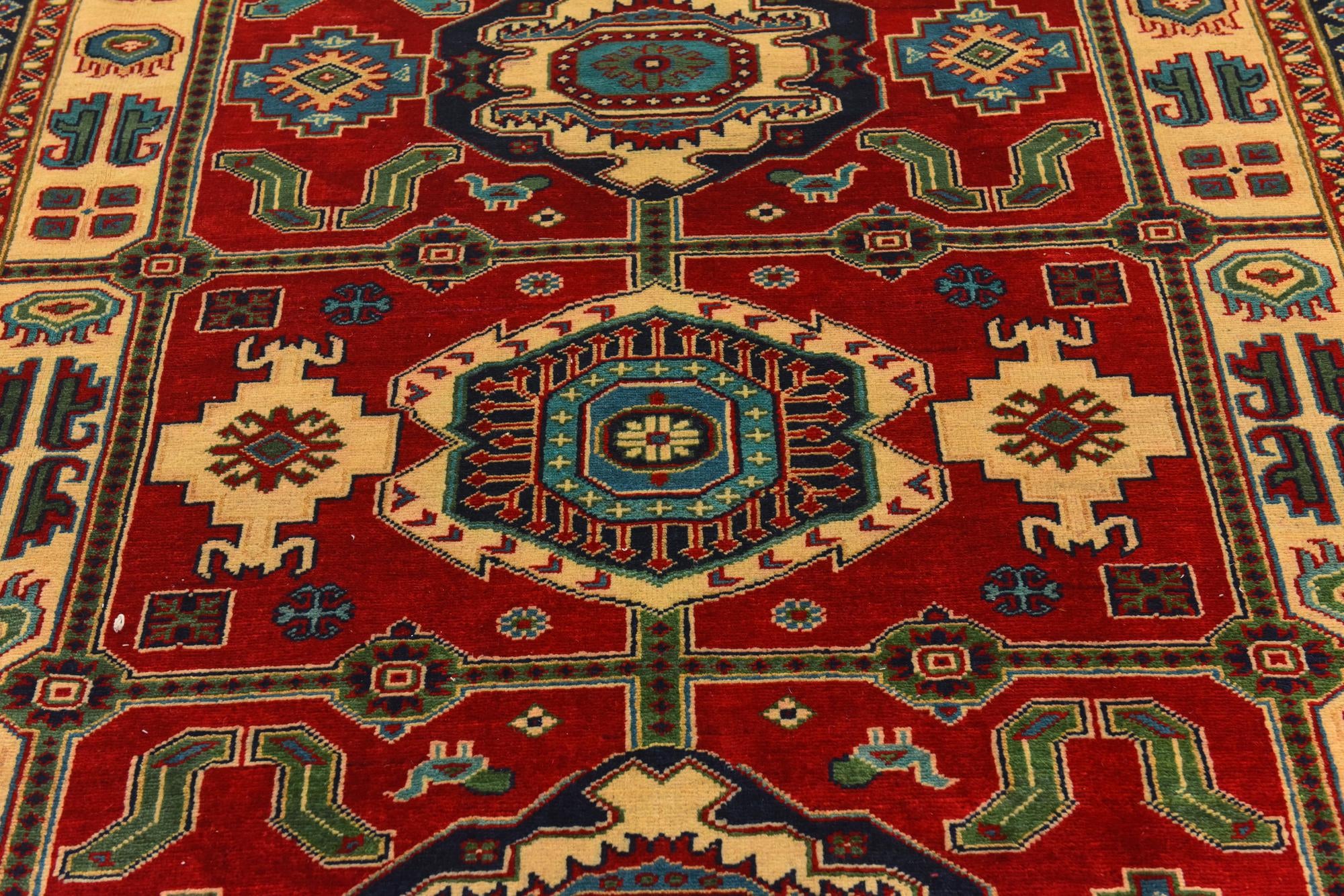 6' 8 x 9' 4 Hand Knotted Kazak Rug
