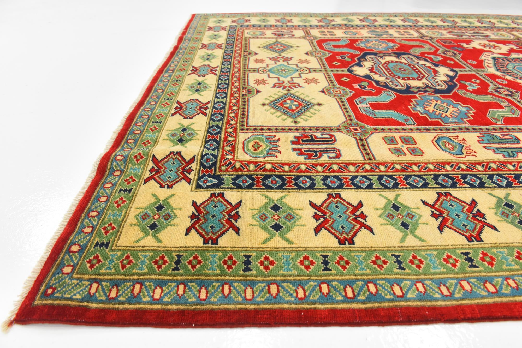 6' 8 x 9' 4 Hand Knotted Kazak Rug