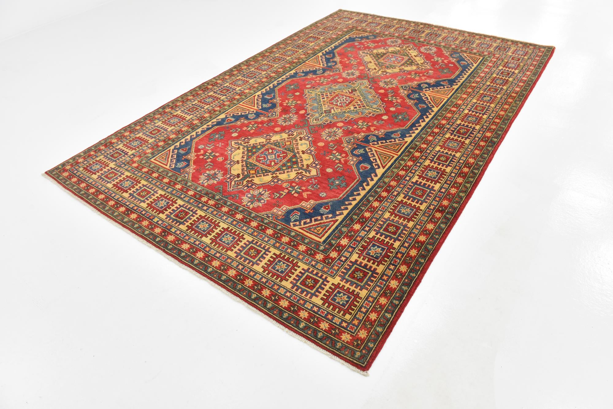6' 7 x 10' 1 Hand Knotted Kazak Rug