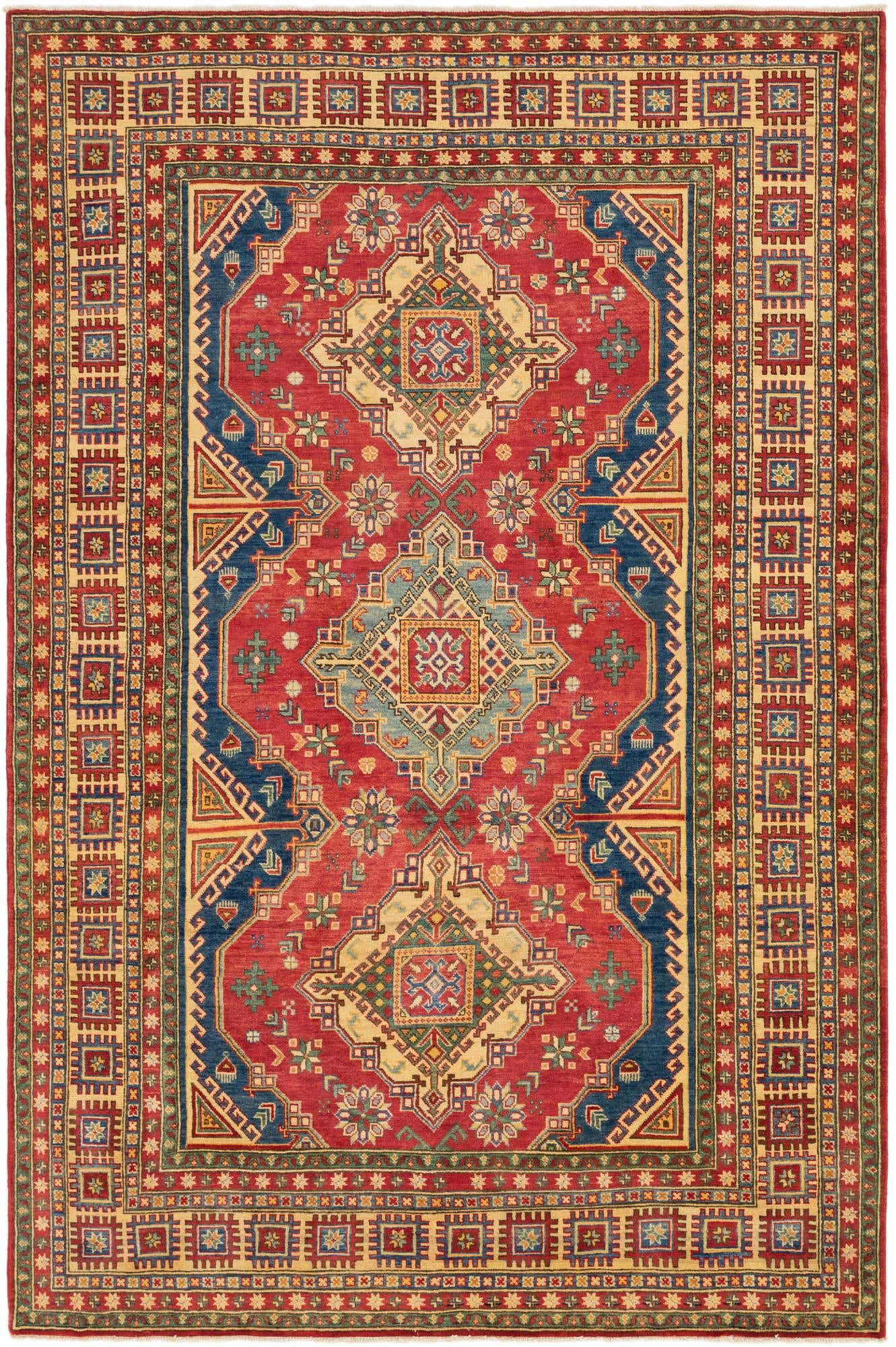 6' 7 x 10' 1 Hand Knotted Kazak Rug