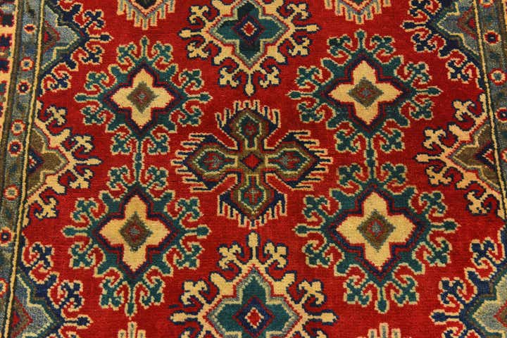 3' 4 x 4' 11 Hand Knotted Kazak Rug