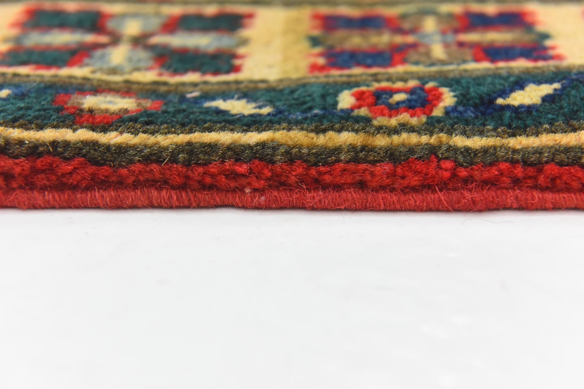 3' 4 x 4' 11 Hand Knotted Kazak Rug