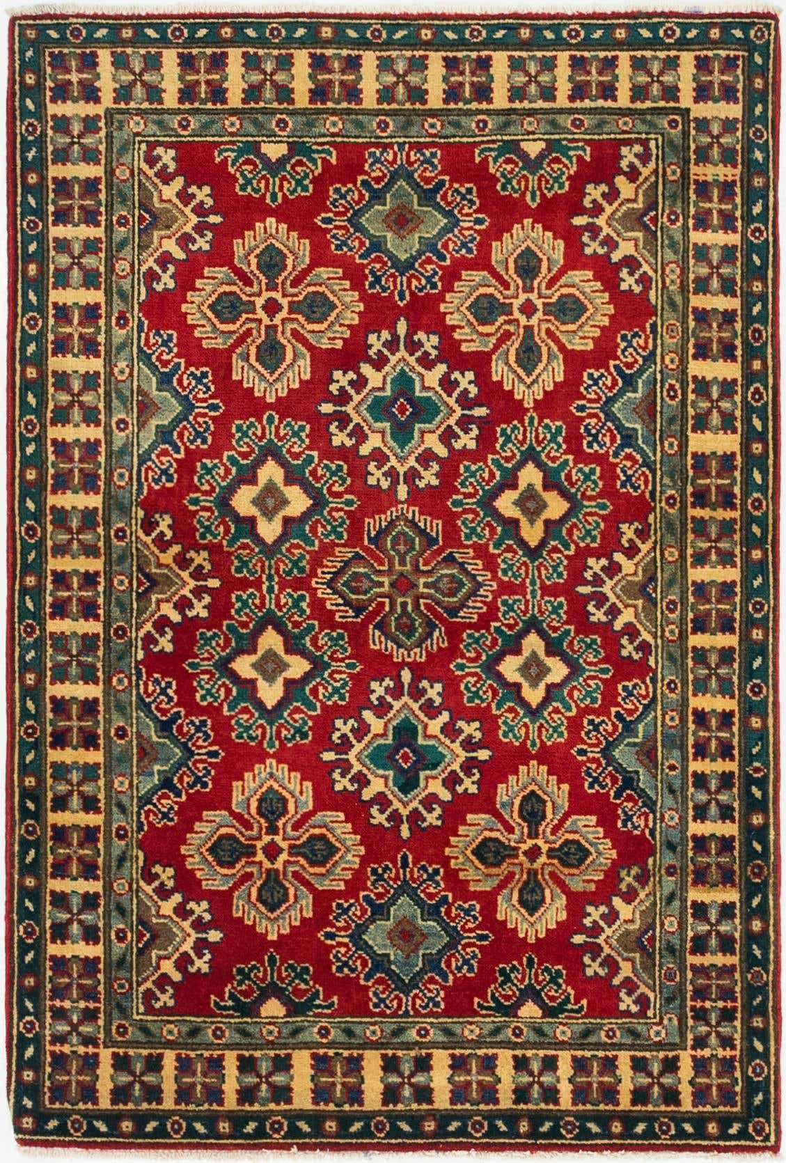 3' 4 x 4' 11 Hand Knotted Kazak Rug