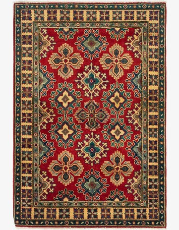 3' 4 x 4' 11 Hand Knotted Kazak Rug