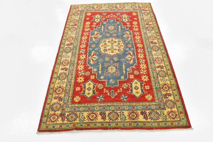 Detail image of 4' 1 x 6' 4 Hand Knotted Kazak Rug