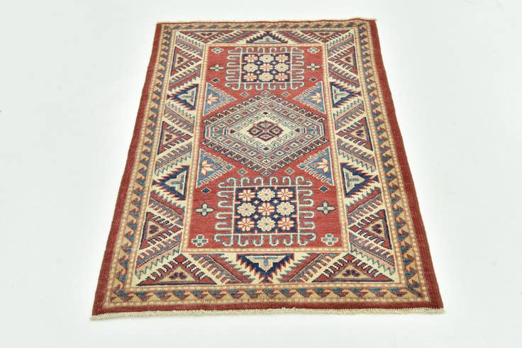 Detail image of 80cm x 125cm anudado a mano Kazak Alfombra