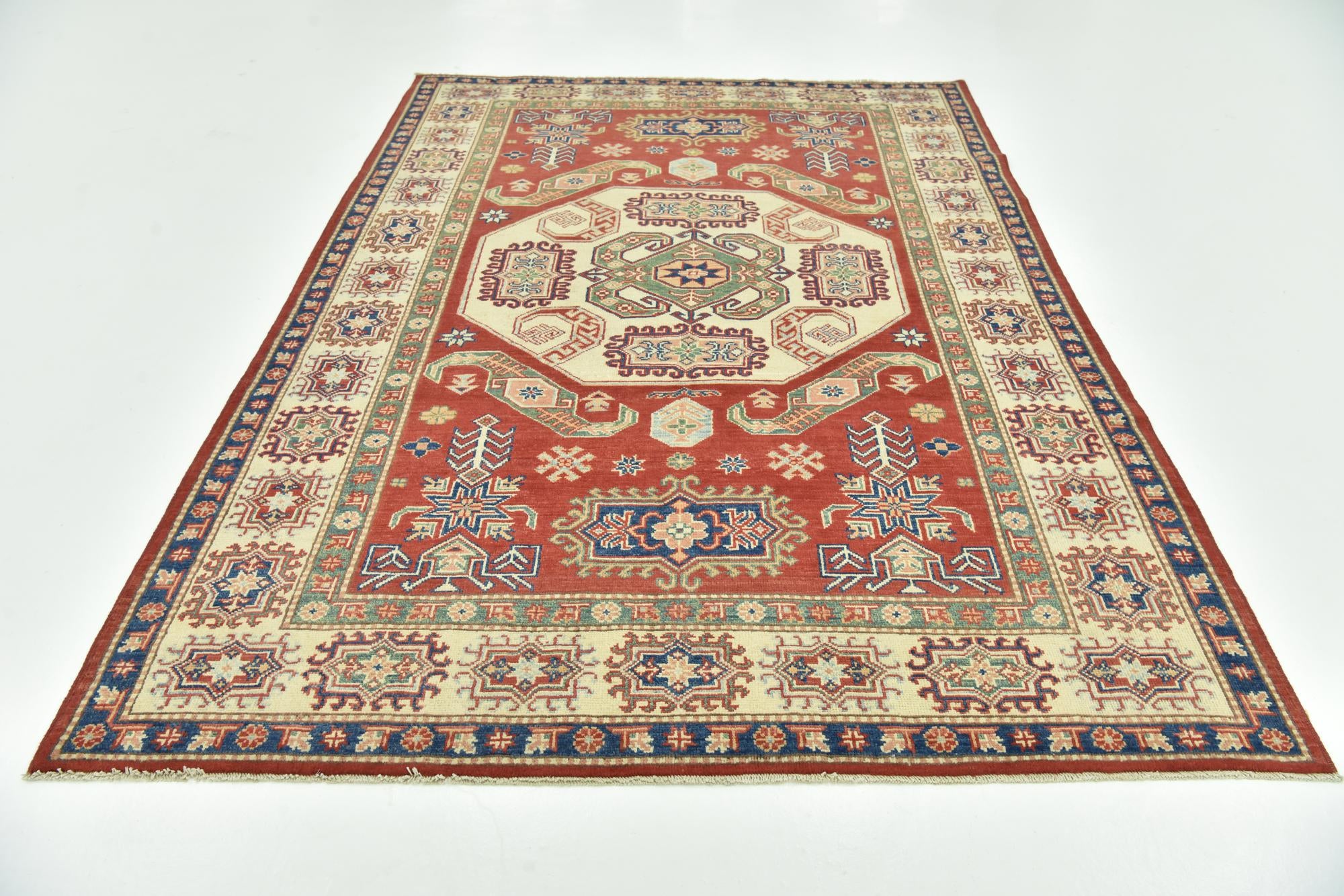 6' 3 x 8' 7 Hand Knotted Kazak Rug