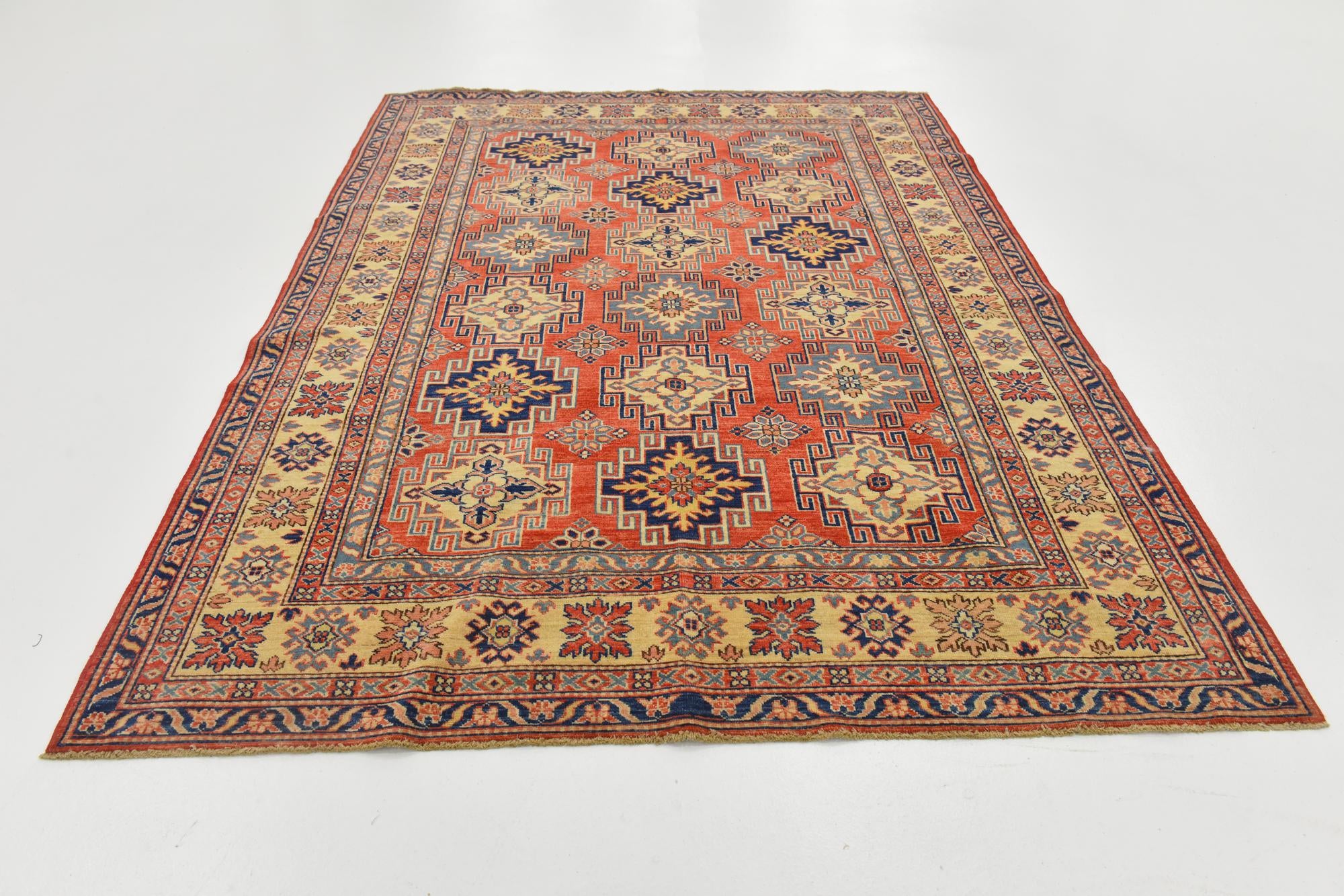 170cm x 235cm anudado a mano Kazak Alfombra Oriental