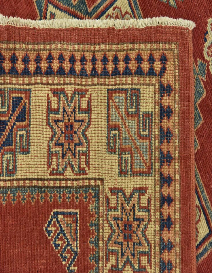 Detail image of 4' 2 x 6'  Hand Knotted Kazak Rug