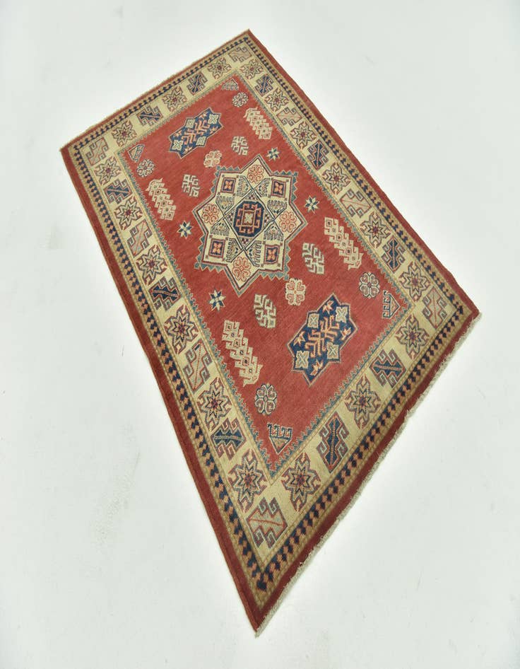 Detail image of 4' 2 x 6'  Hand Knotted Kazak Rug