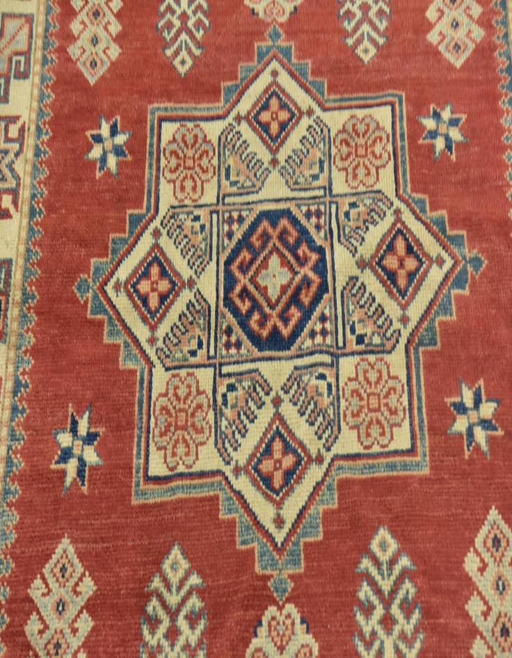 Detail image of 4' 2 x 6'  Hand Knotted Kazak Rug