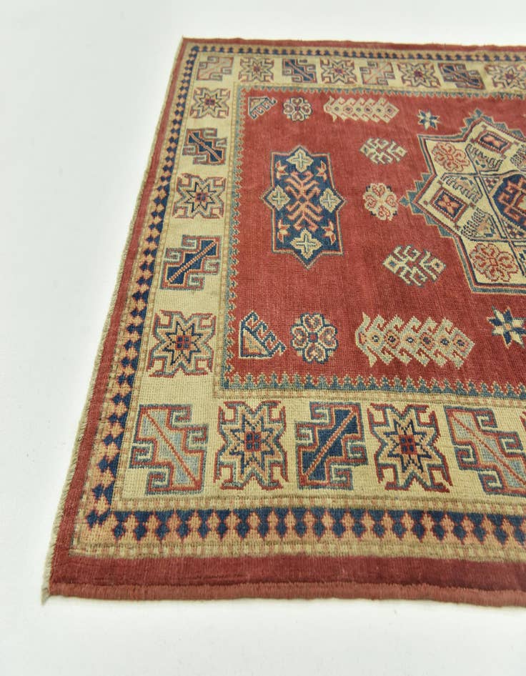 Detail image of 4' 2 x 6'  Hand Knotted Kazak Rug