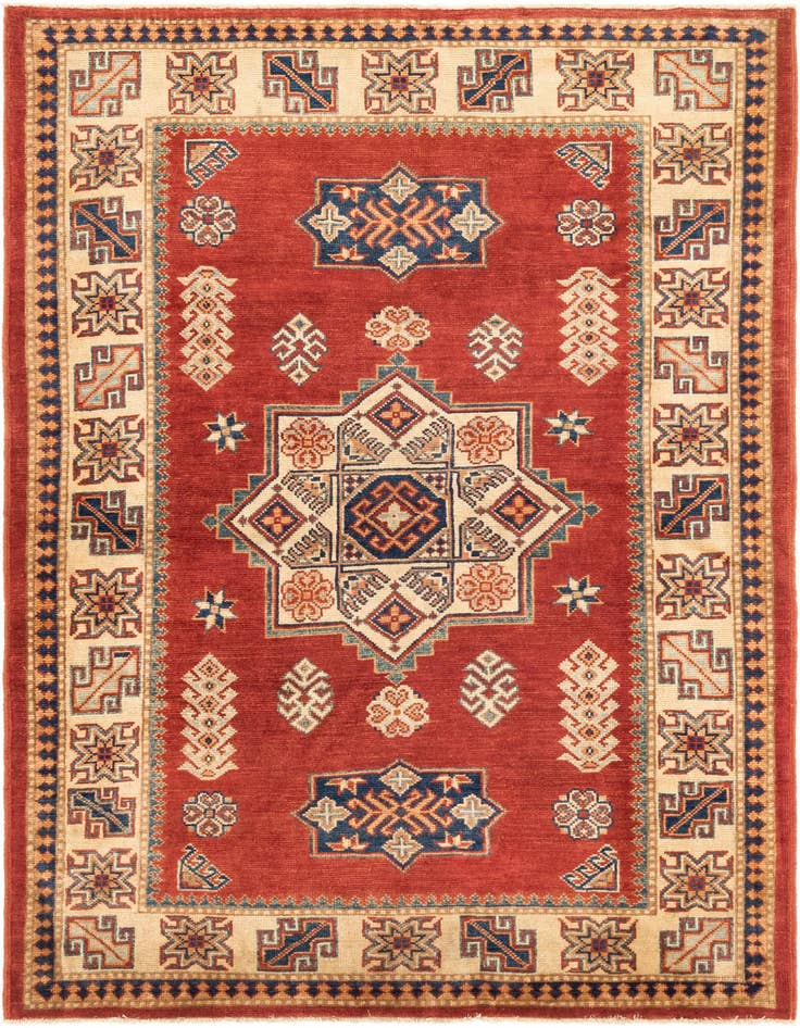Detail image of 4' 2 x 6' Hand Knotted Kazak Rug