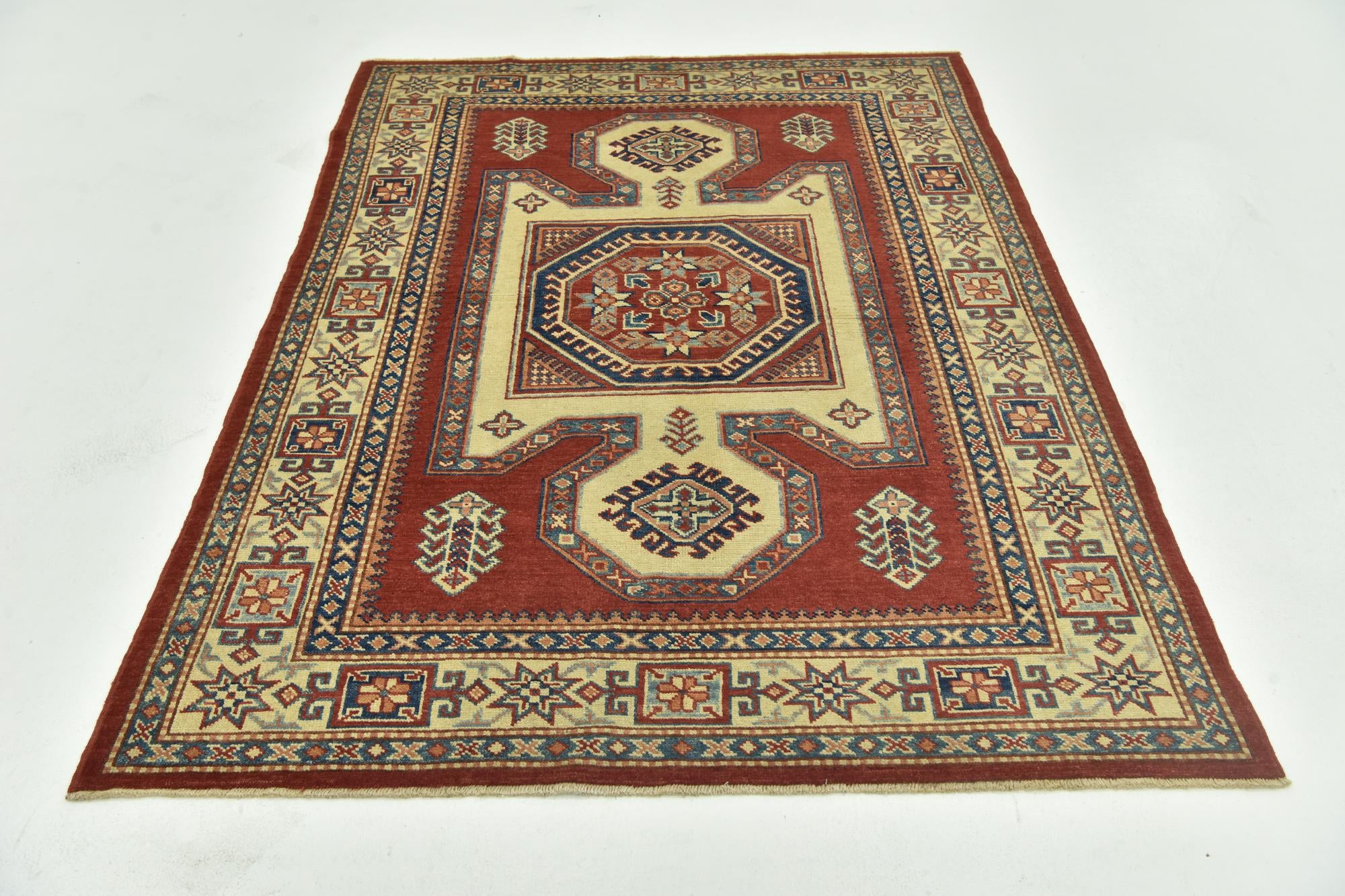 4' 9 x 6' 5 Hand Knotted Kazak Rug