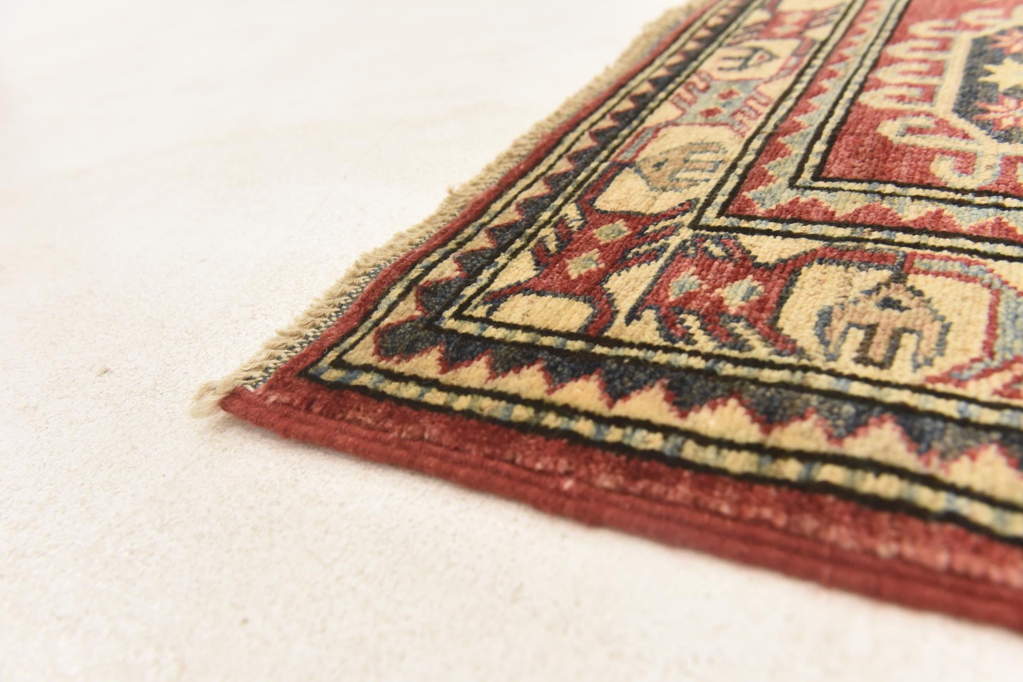 3' 5 x 5' 1 Hand Knotted Kazak Rug