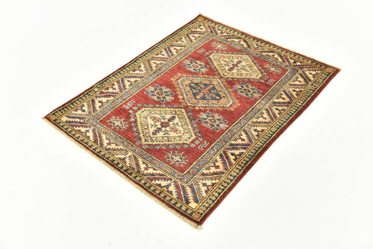 Detailansicht von 90cm x 115cm Handgeknüpft Kazak Orientalisch Teppich