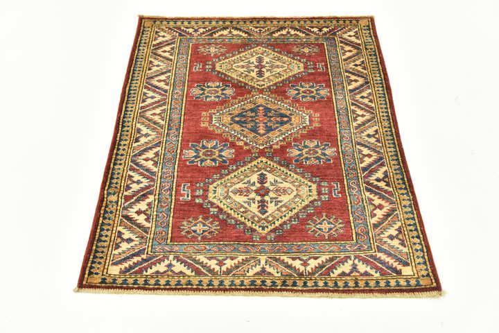 90cm x 115cm Handgeknüpft Kazak Orientalisch Teppich