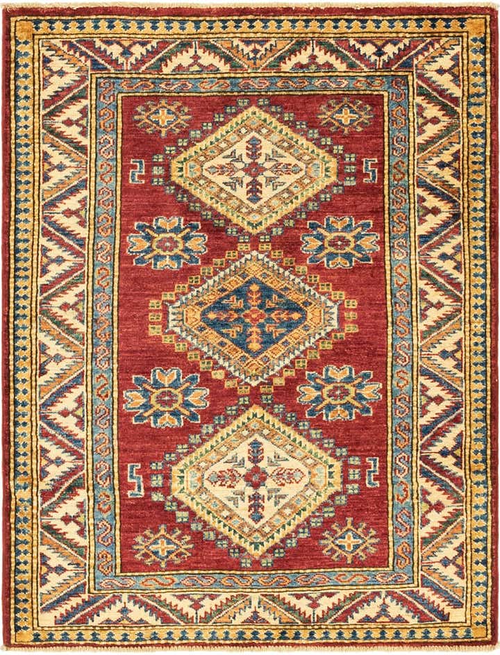 90cm x 115cm Handgeknüpft Kazak Orientalisch Teppich