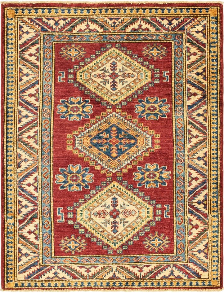 Detailansicht von 90cm x 115cm Handgeknüpft Kazak Orientalisch Teppich
