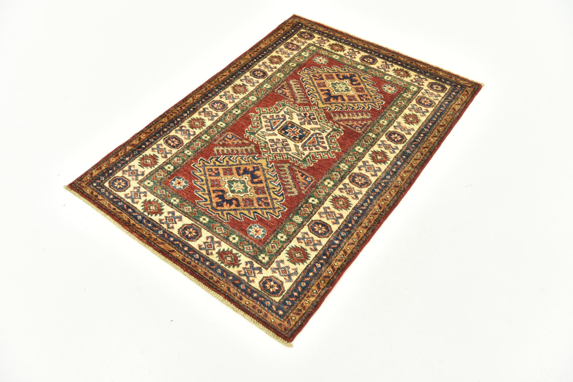 3' x 4' 4 Hand Knotted Kazak Oriental Rug