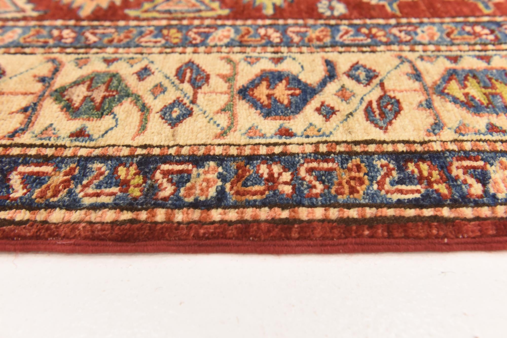 3' 4 x 5' 1 Hand Knotted Kazak Oriental Wool Rug