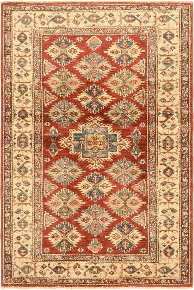 3' 4 x 5' 1 Hand Knotted Kazak Oriental Wool Rug