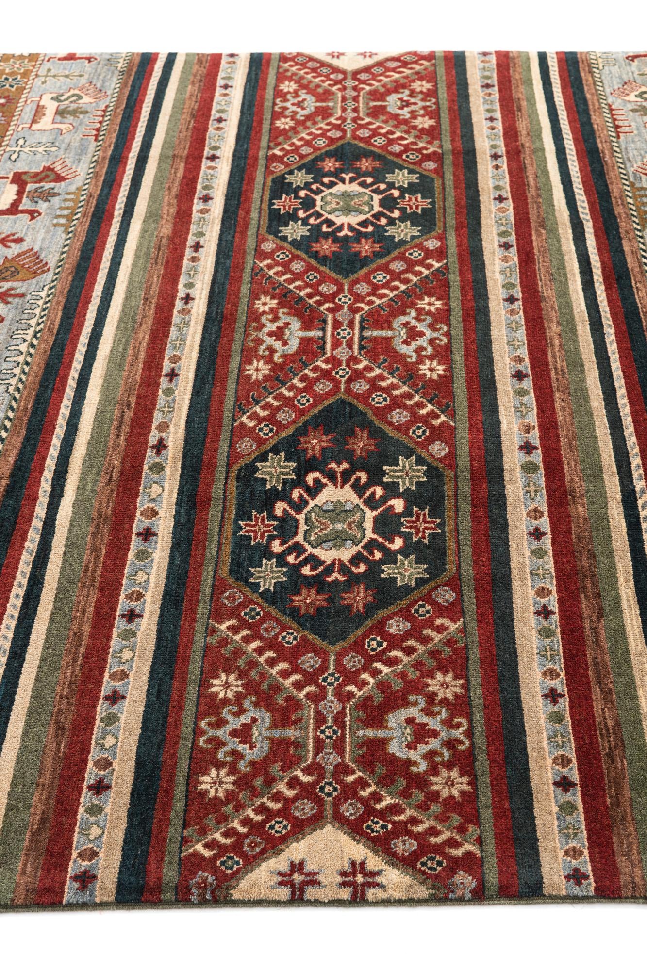 6' 7 x 9' 5 Hand Knotted Kazak Rug