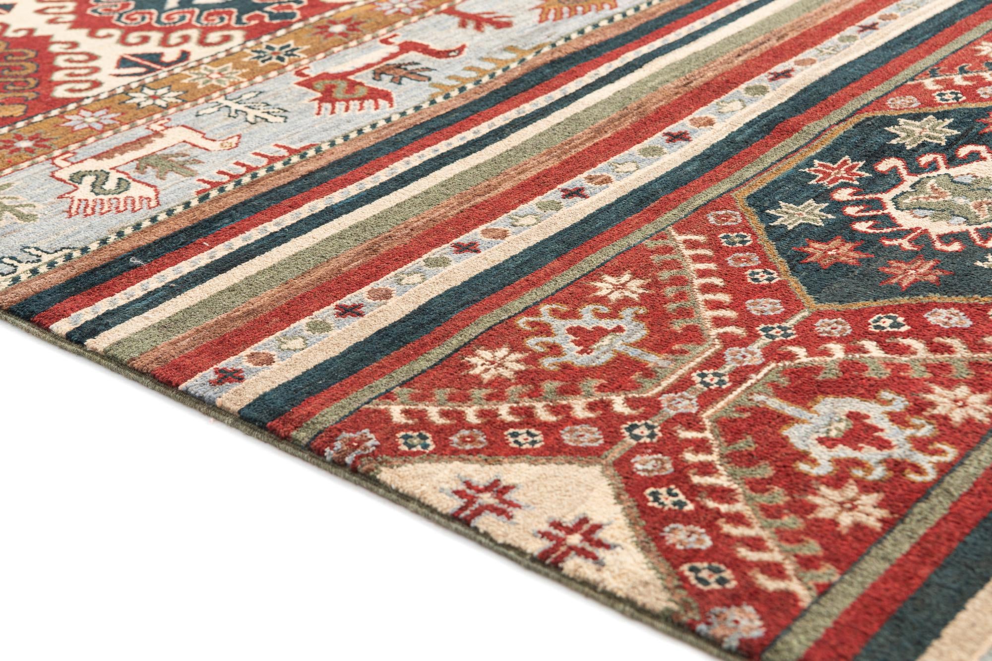 6' 7 x 9' 5 Hand Knotted Kazak Rug
