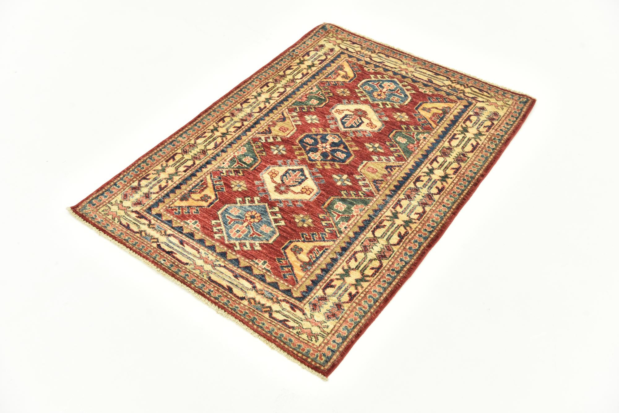 3' x 4' 2 Hand Knotted Kazak Oriental Rug