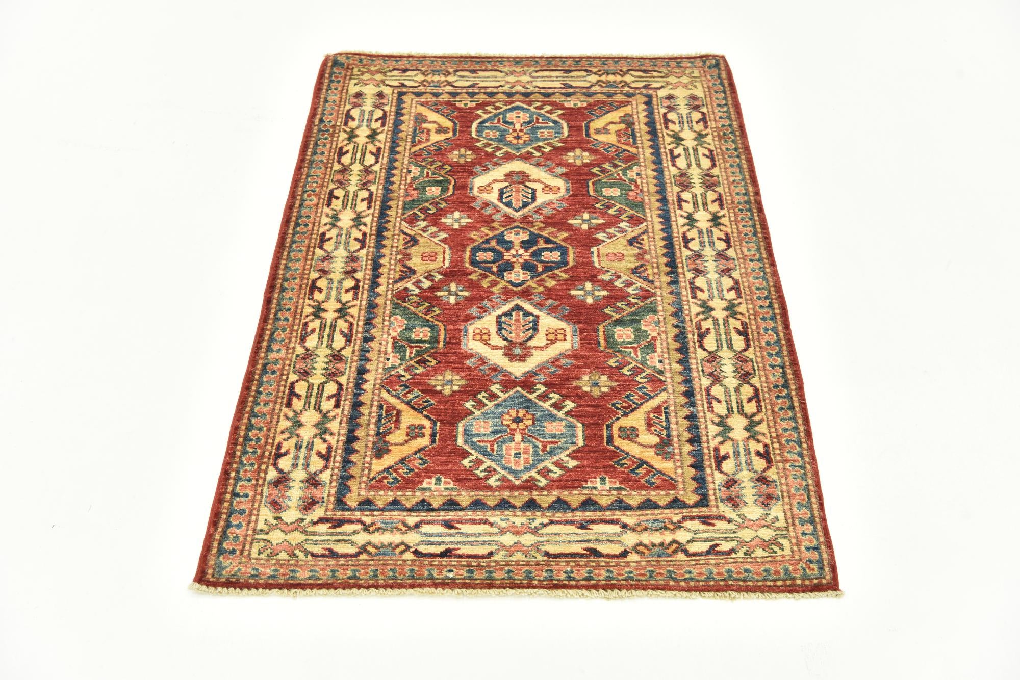 3' x 4' 2 Hand Knotted Kazak Oriental Rug