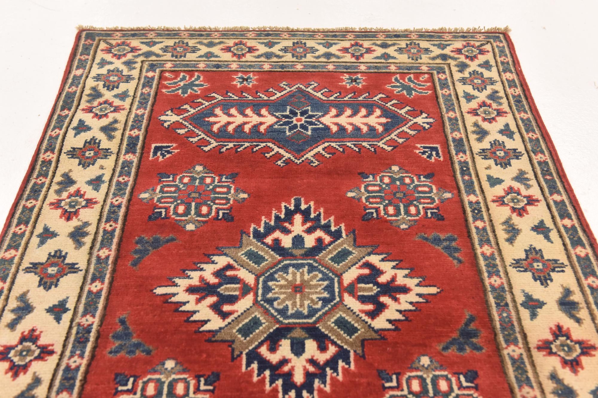 2' 7 x 4' Hand Knotted Kazak Rug