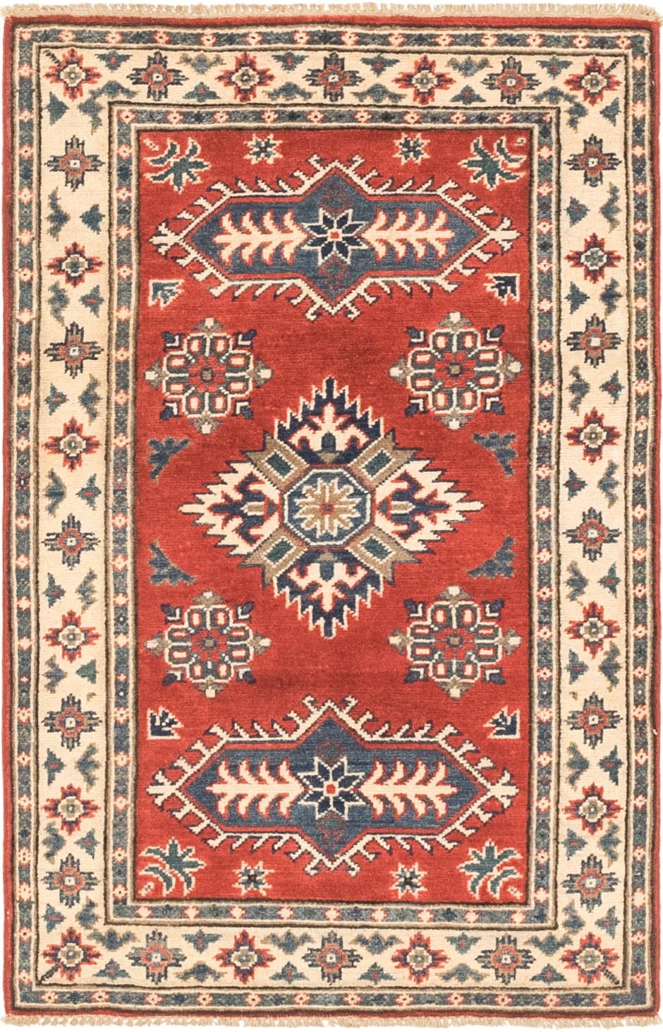 2' 7 x 4' Hand Knotted Kazak Rug
