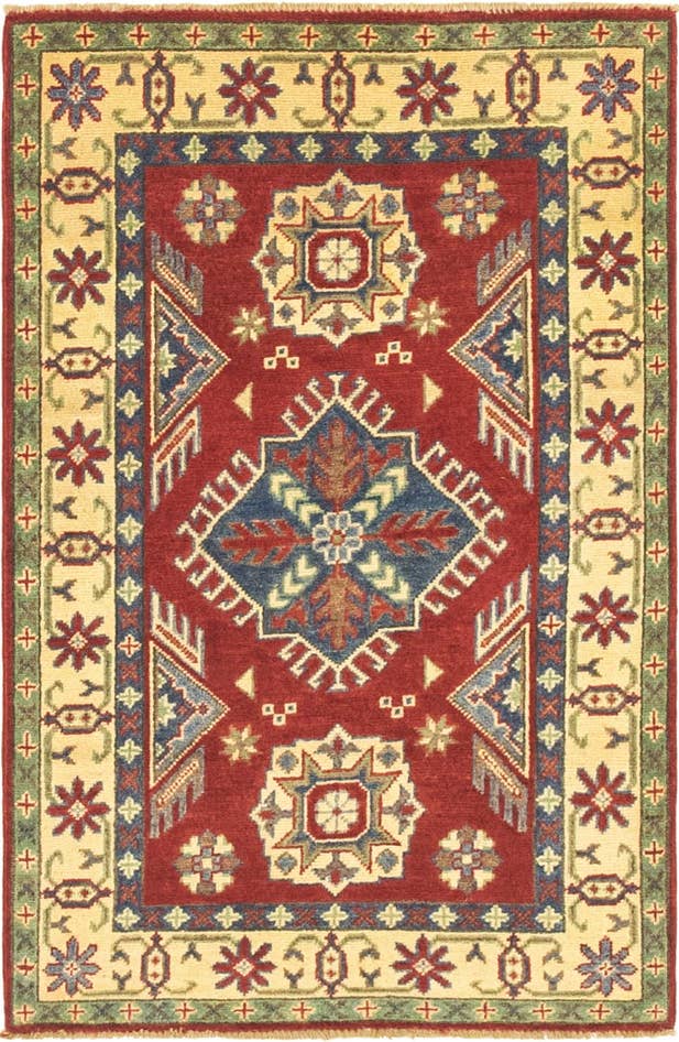 Detailansicht von 80cm x 130cm Handgeknüpft Kazak Teppich