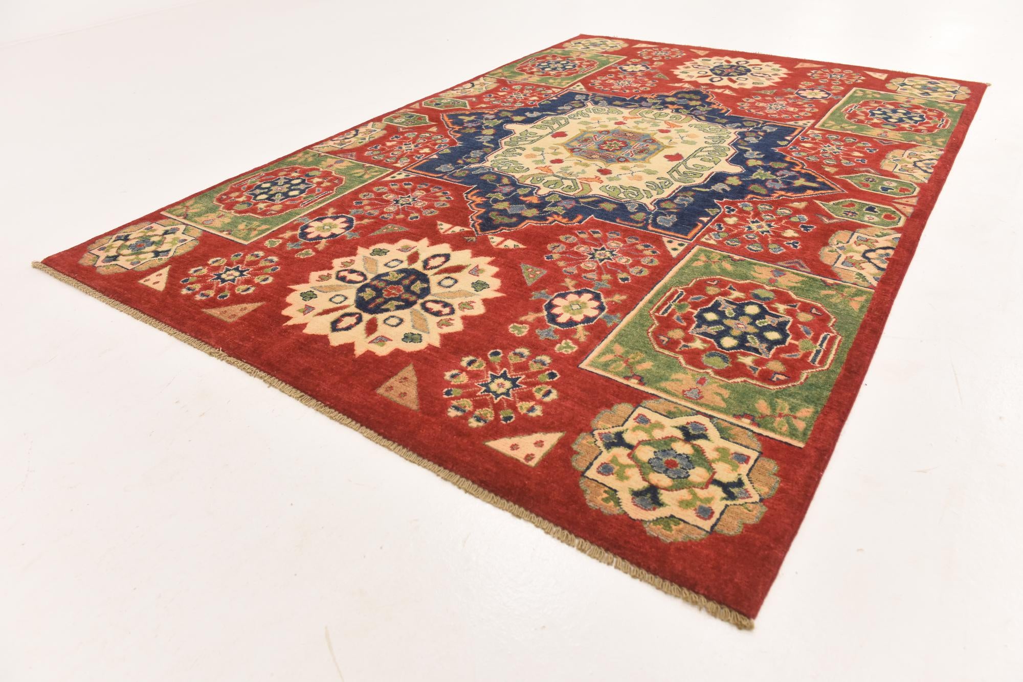 5' 7 x 8' 3 Hand Knotted Kazak Rug