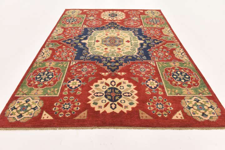 5' 7 x 8' 3 Hand Knotted Kazak Rug