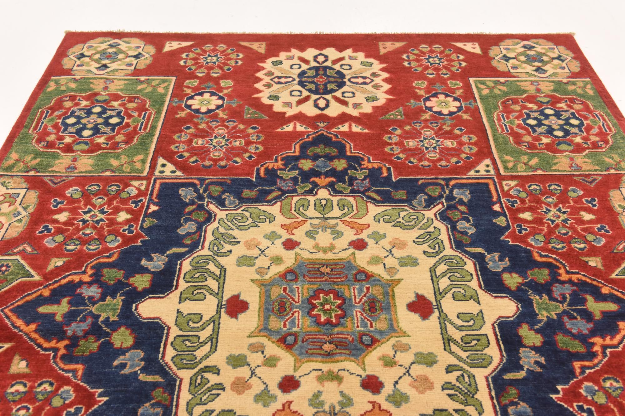 5' 7 x 8' 3 Hand Knotted Kazak Rug