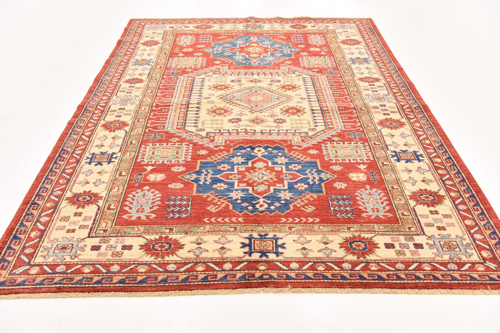170cm x 235cm anudado a mano Kazak Alfombra Oriental