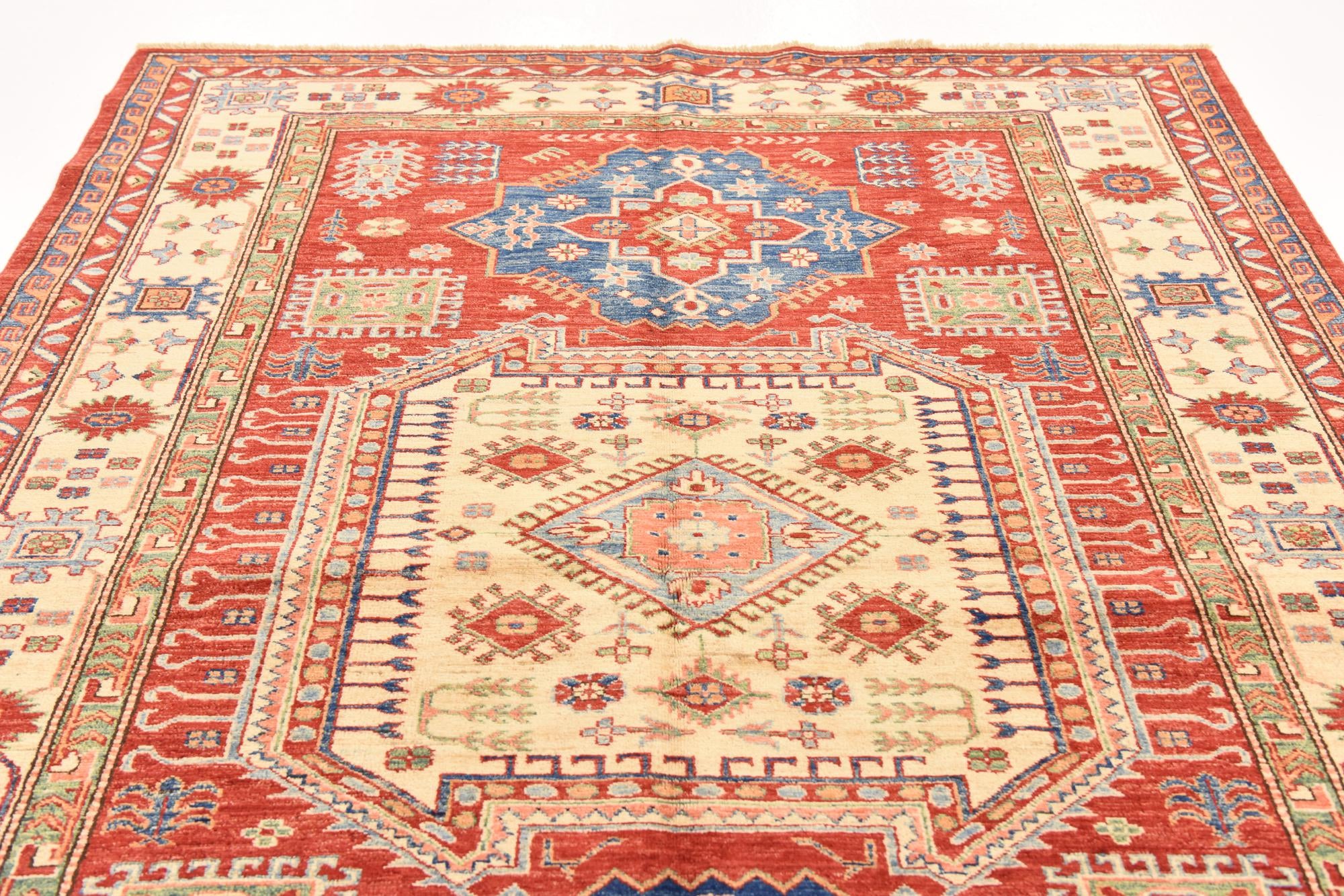 170cm x 235cm anudado a mano Kazak Alfombra Oriental