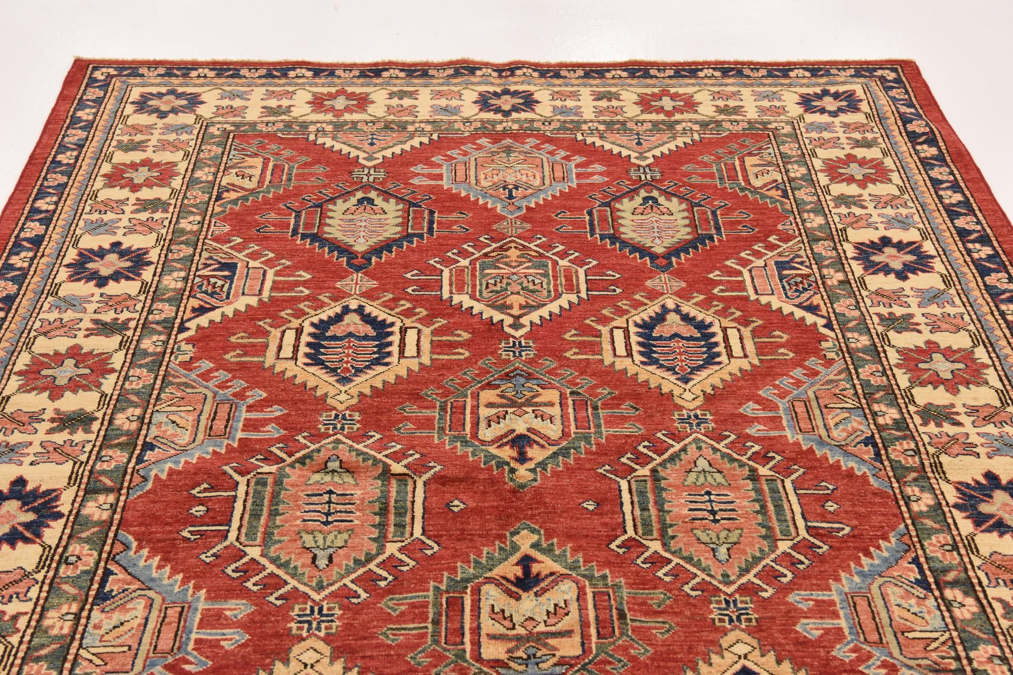 5' 8 x 8' 2 Hand Knotted Kazak Oriental Rug